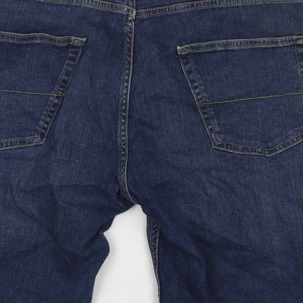 Marks and Spencer Mens Blue Cotton Bermuda Shorts Size 38 in L10 in Regular Zip