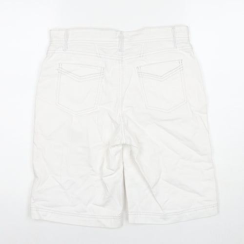 Per Una Womens White Cotton Bermuda Shorts Size 10 L9 in Regular Zip