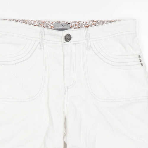 Per Una Womens White Cotton Bermuda Shorts Size 10 L9 in Regular Zip