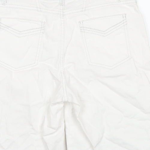 Per Una Womens White Cotton Bermuda Shorts Size 10 L9 in Regular Zip