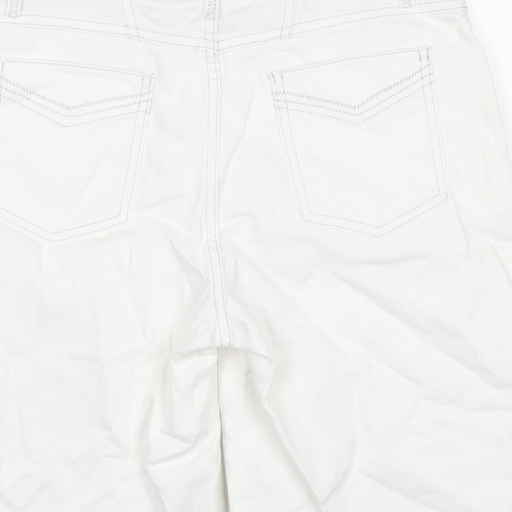 Per Una Womens White Cotton Bermuda Shorts Size 10 L9 in Regular Zip