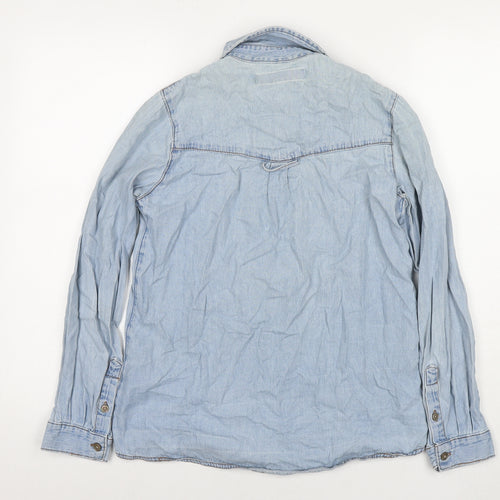 ASOS Womens Blue Cotton Basic Button-Up Size 6 Collared