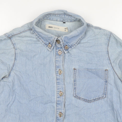 ASOS Womens Blue Cotton Basic Button-Up Size 6 Collared