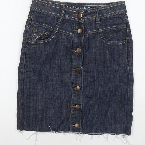 NEXT Womens Blue Cotton A-Line Skirt Size 6 Zip
