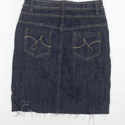 NEXT Womens Blue Cotton A-Line Skirt Size 6 Zip