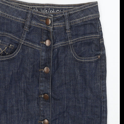 NEXT Womens Blue Cotton A-Line Skirt Size 6 Zip