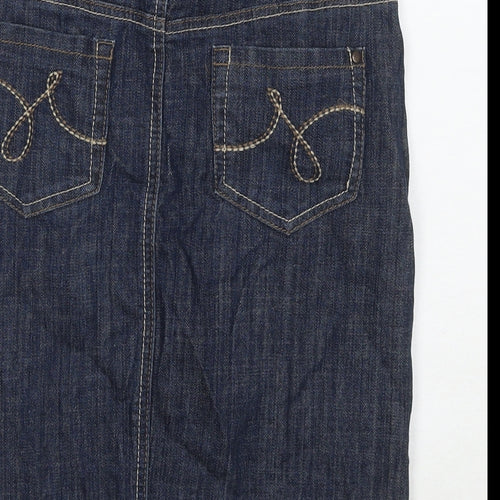 NEXT Womens Blue Cotton A-Line Skirt Size 6 Zip