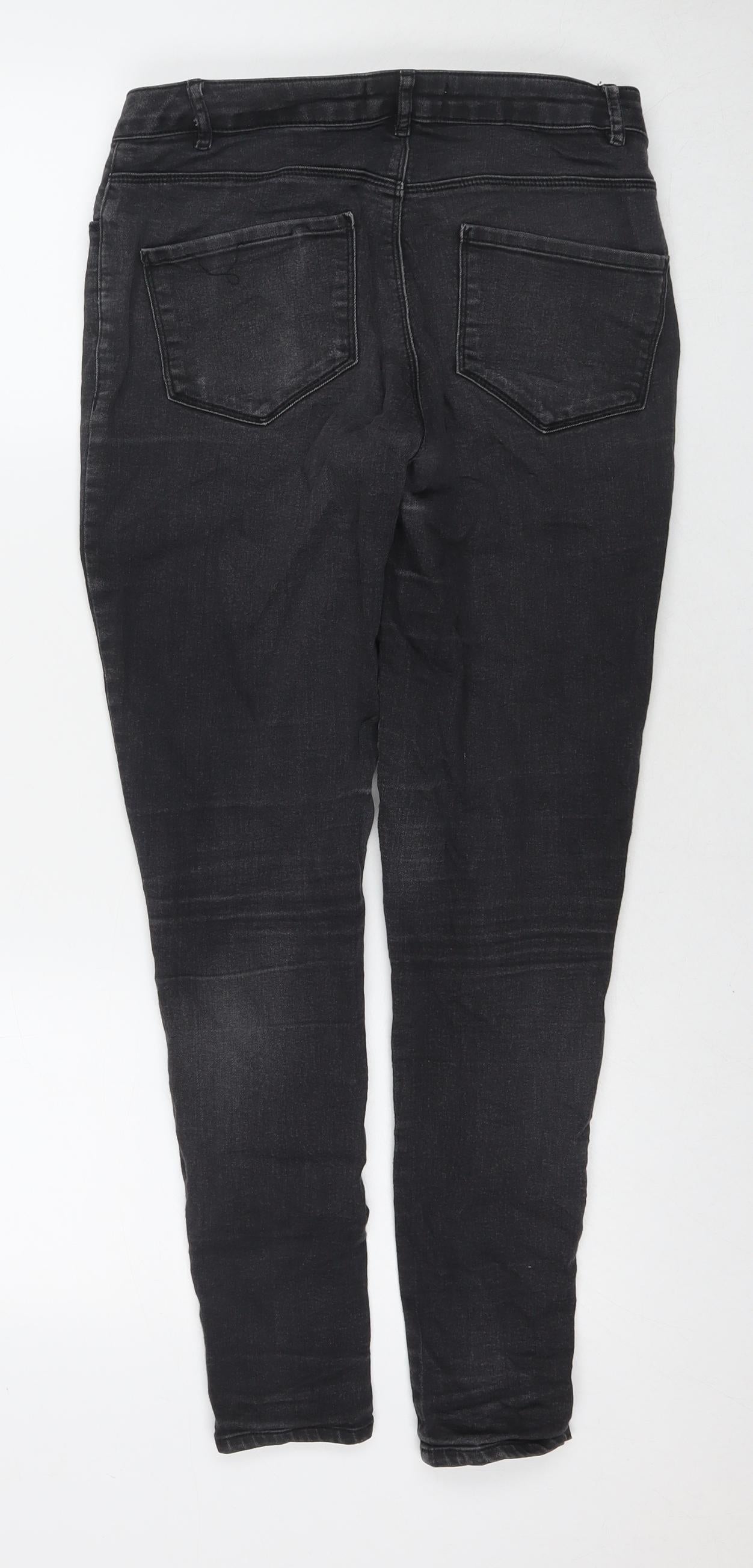 Dorothy Perkins Womens Black Cotton Skinny Jeans Size 10 L28 in Regular Zip