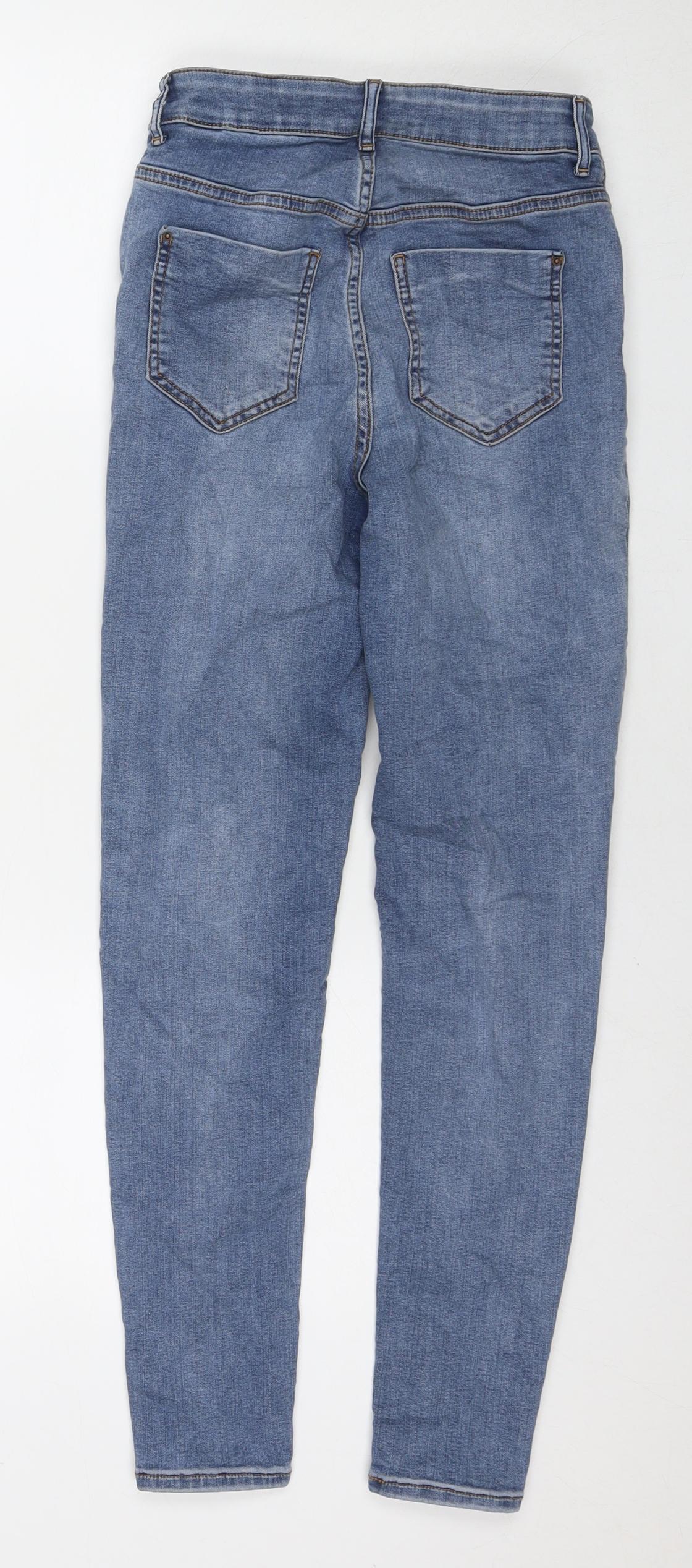 Marks and Spencer Womens Blue Cotton Jegging Jeans Size 8 L26 in Regular Zip