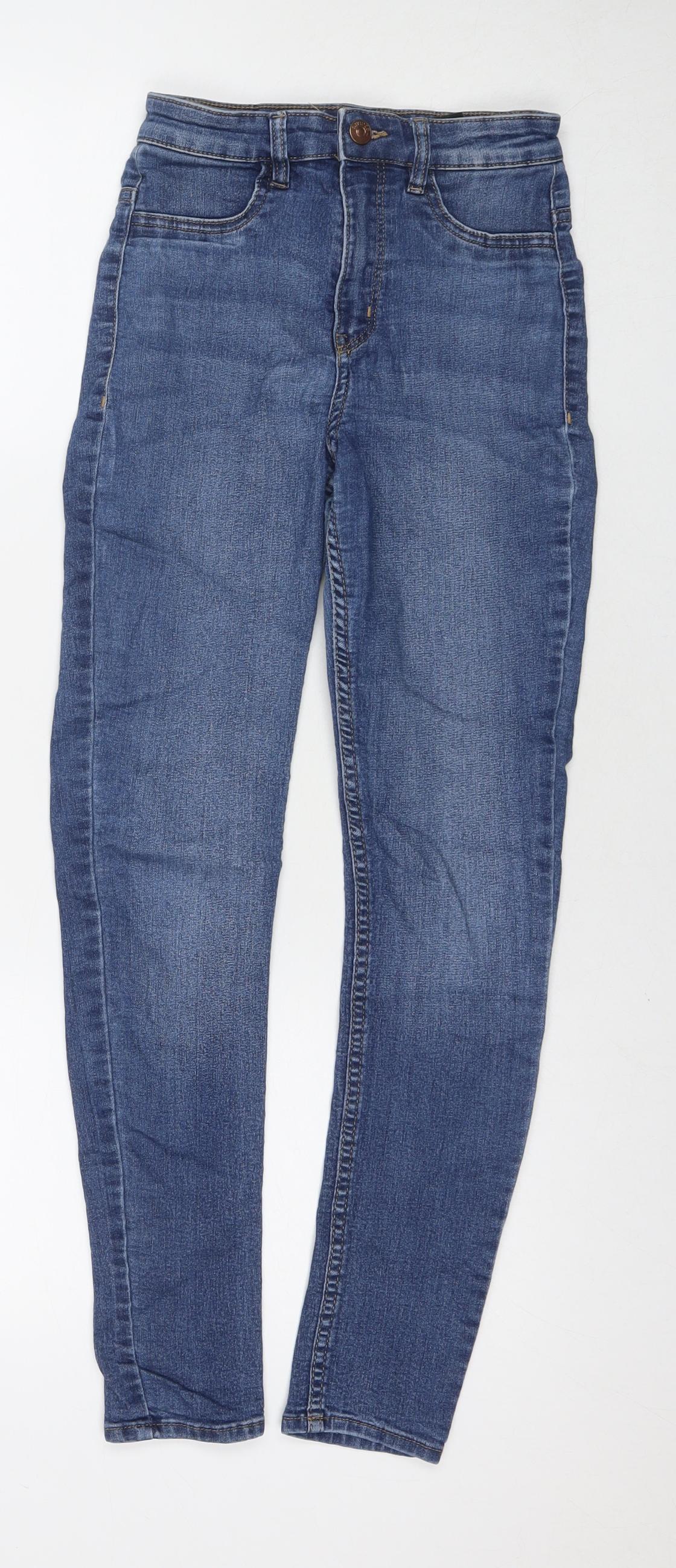 Divided by H&M Womens Blue Cotton Skinny Jeans Size 6 L26 in Regular Zip