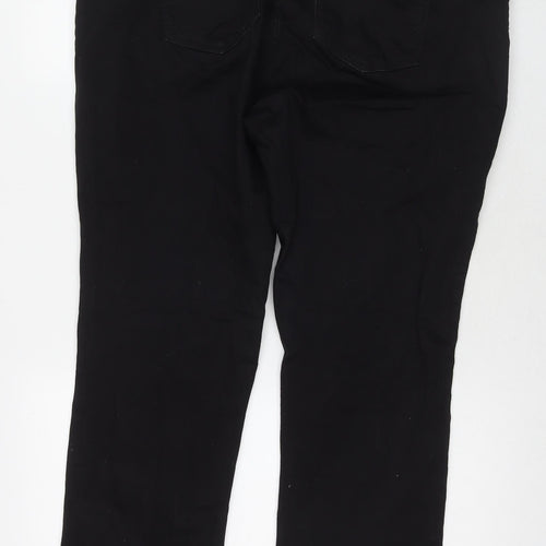 NEXT Womens Black Cotton Straight Jeans Size 20 L28 in Slim Zip