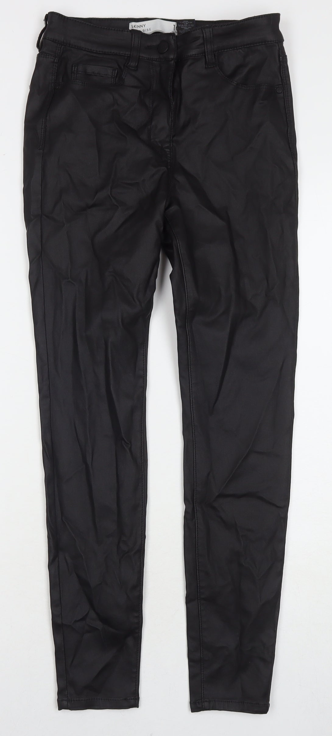 Marks and Spencer Womens Black Viscose Trousers Size 10 L27 in Regular Zip