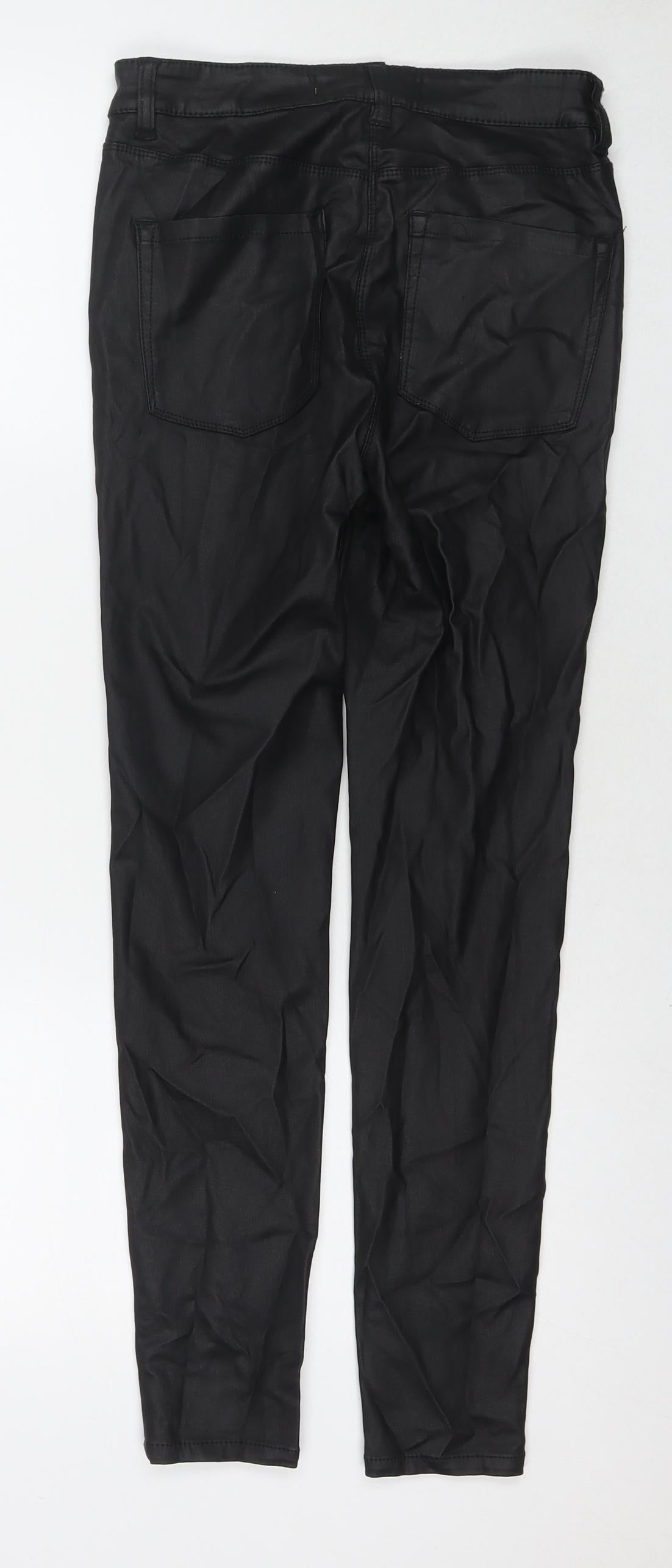 Marks and Spencer Womens Black Viscose Trousers Size 10 L27 in Regular Zip