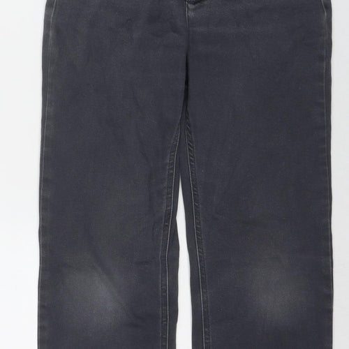 Marks and Spencer Womens Grey Cotton Straight Jeans Size 8 L23 in Regular Zip