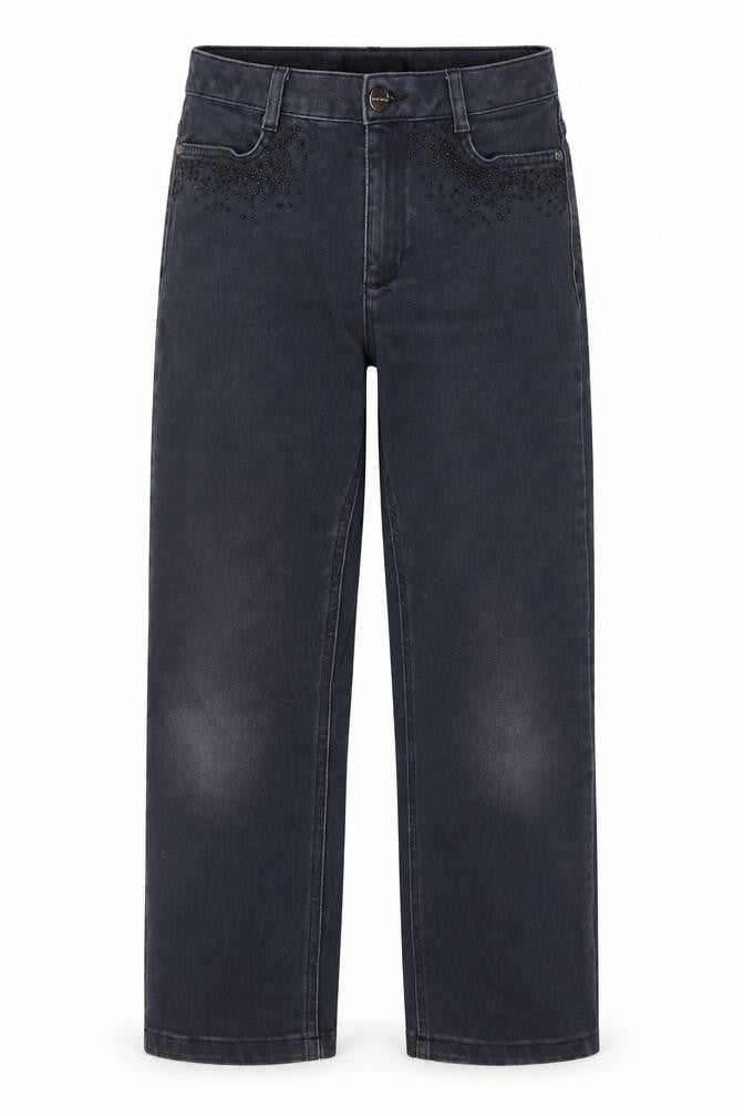 Marks and Spencer Womens Grey Cotton Straight Jeans Size 8 L23 in Regular Zip