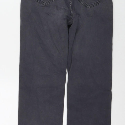 Marks and Spencer Womens Grey Cotton Straight Jeans Size 8 L23 in Regular Zip