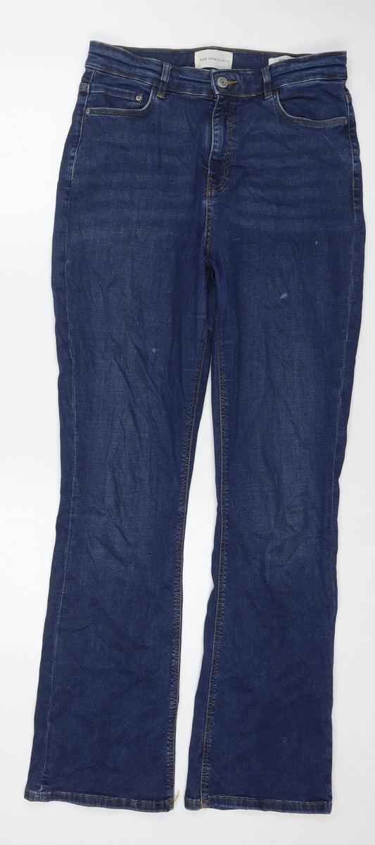 Per Una Womens Blue Polyester Blend Straight Jeans Size 12 L32 in Regular Zip