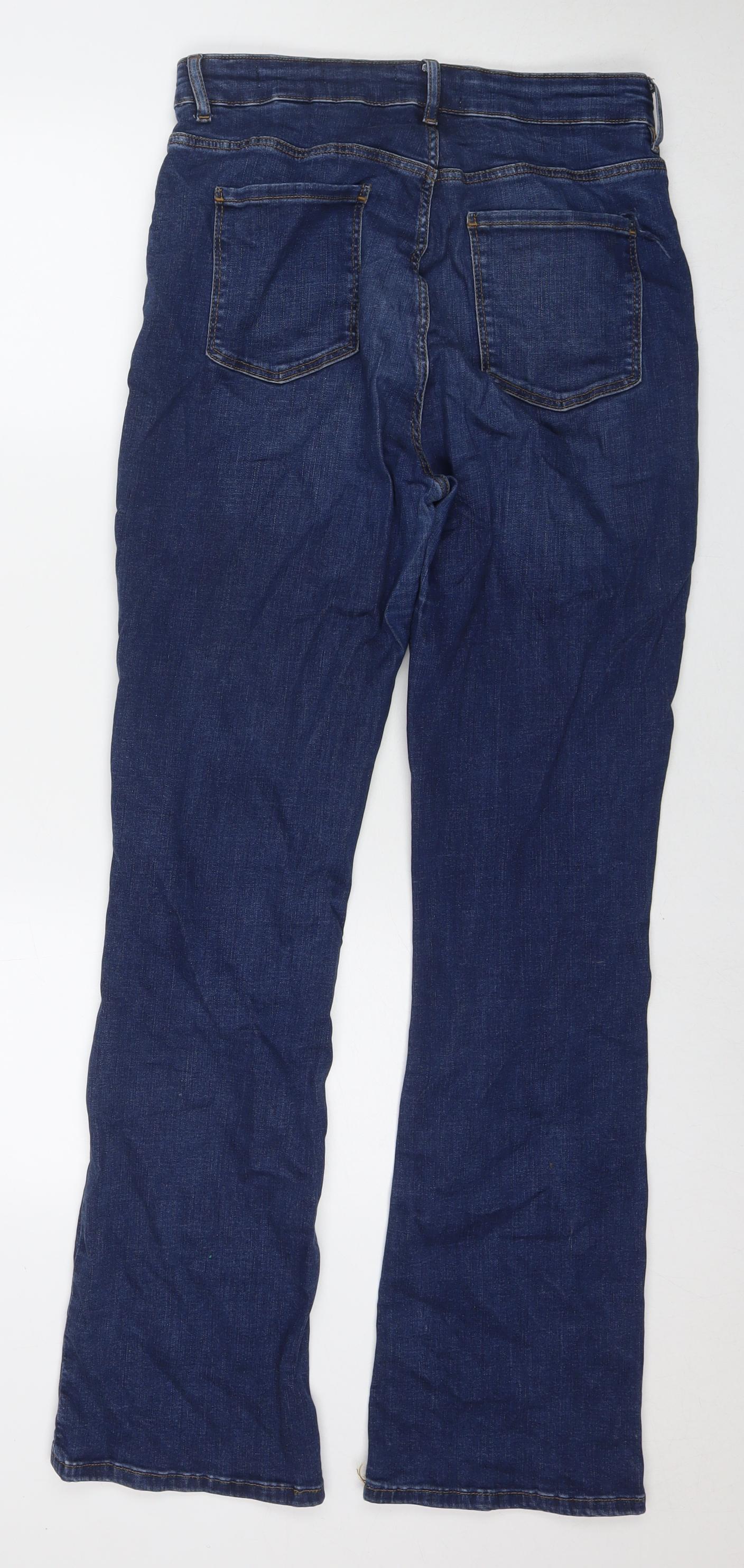 Per Una Womens Blue Polyester Blend Straight Jeans Size 12 L32 in Regular Zip