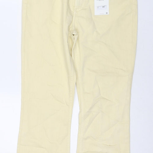 Zara Womens Yellow Cotton Cropped Jeans Size 14 L26 in Regular Zip