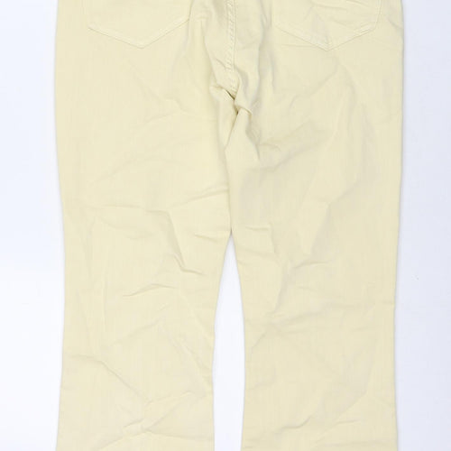 Zara Womens Yellow Cotton Cropped Jeans Size 14 L26 in Regular Zip