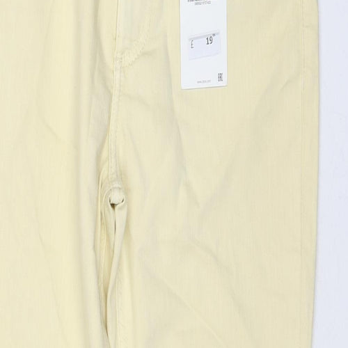 Zara Womens Yellow Cotton Cropped Jeans Size 14 L26 in Regular Zip