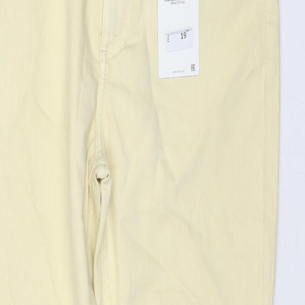 Zara Womens Yellow Cotton Cropped Jeans Size 14 L26 in Regular Zip