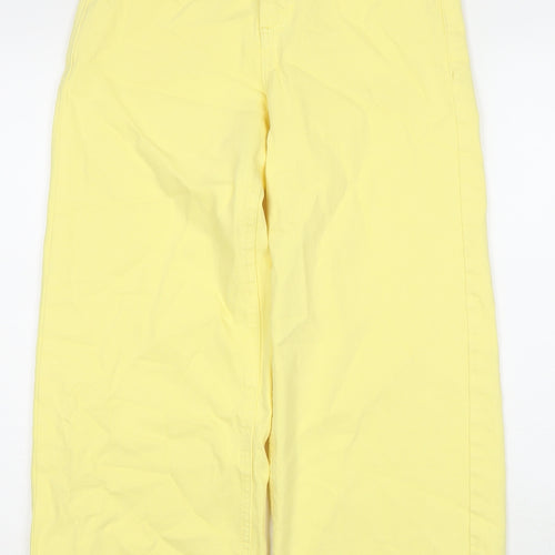 Marks and Spencer Womens Yellow Cotton Wide-Leg Jeans Size 8 L26 in Regular Zip