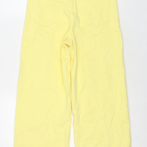 Marks and Spencer Womens Yellow Cotton Wide-Leg Jeans Size 8 L26 in Regular Zip