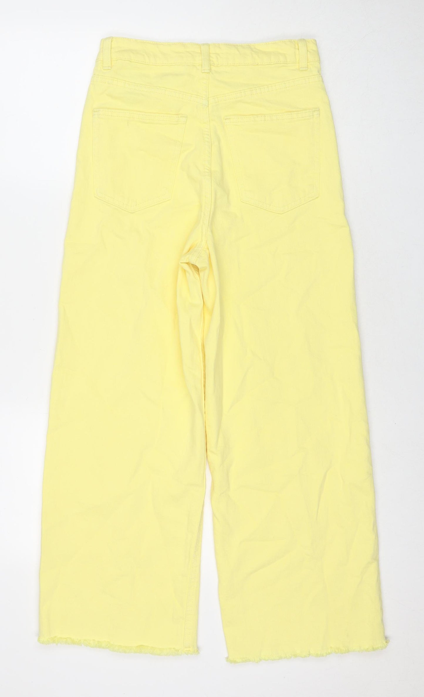 Marks and Spencer Womens Yellow Cotton Wide-Leg Jeans Size 8 L26 in Regular Zip