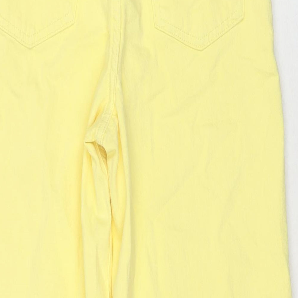 Marks and Spencer Womens Yellow Cotton Wide-Leg Jeans Size 8 L26 in Regular Zip