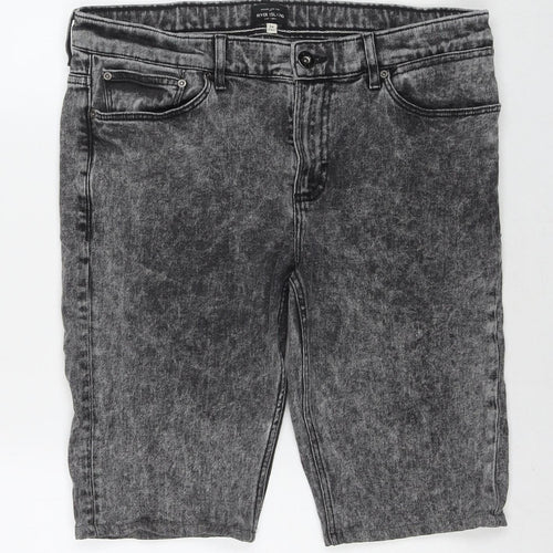 River Island Mens Grey Cotton Bermuda Shorts Size 34 in L10 in Regular Zip