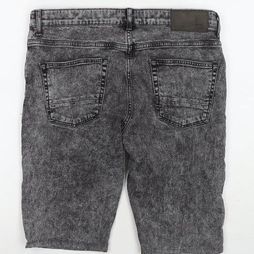 River Island Mens Grey Cotton Bermuda Shorts Size 34 in L10 in Regular Zip