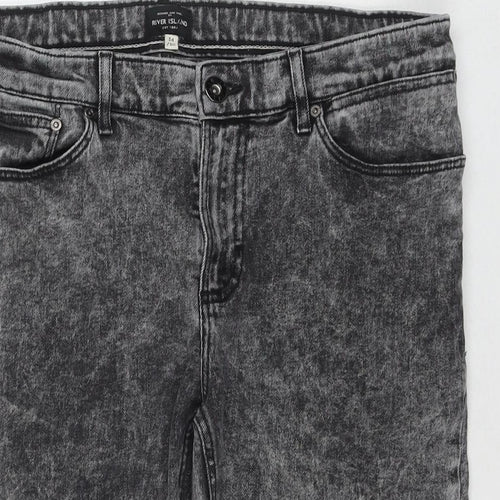 River Island Mens Grey Cotton Bermuda Shorts Size 34 in L10 in Regular Zip