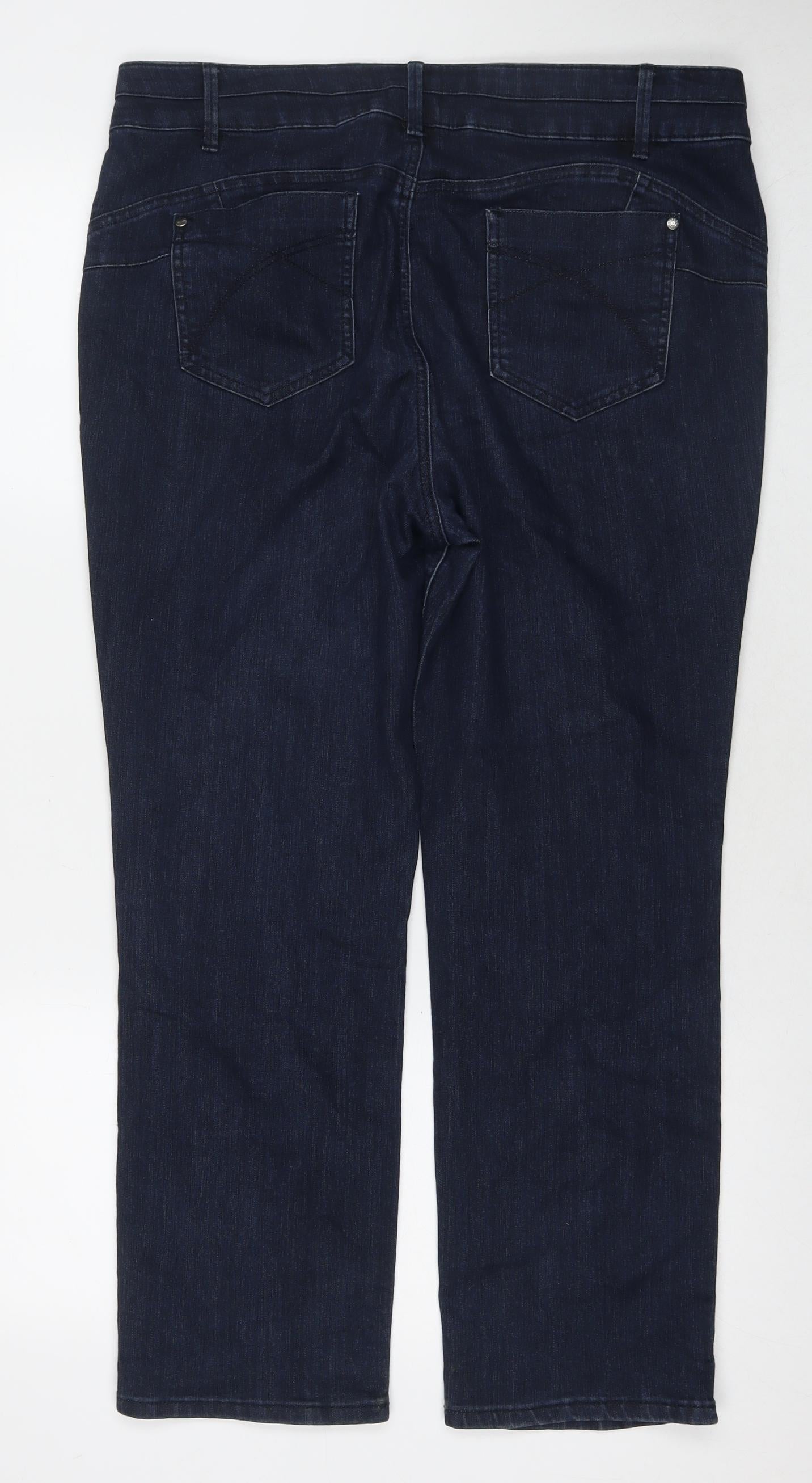 Denim & Co. Womens Blue Cotton Straight Jeans Size 10 L26 in Regular Zip