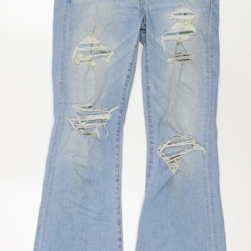 American Eagle Outfitters Womens Blue Cotton Flared Jeans Size S L30 in Regular Zip - Label Size 2