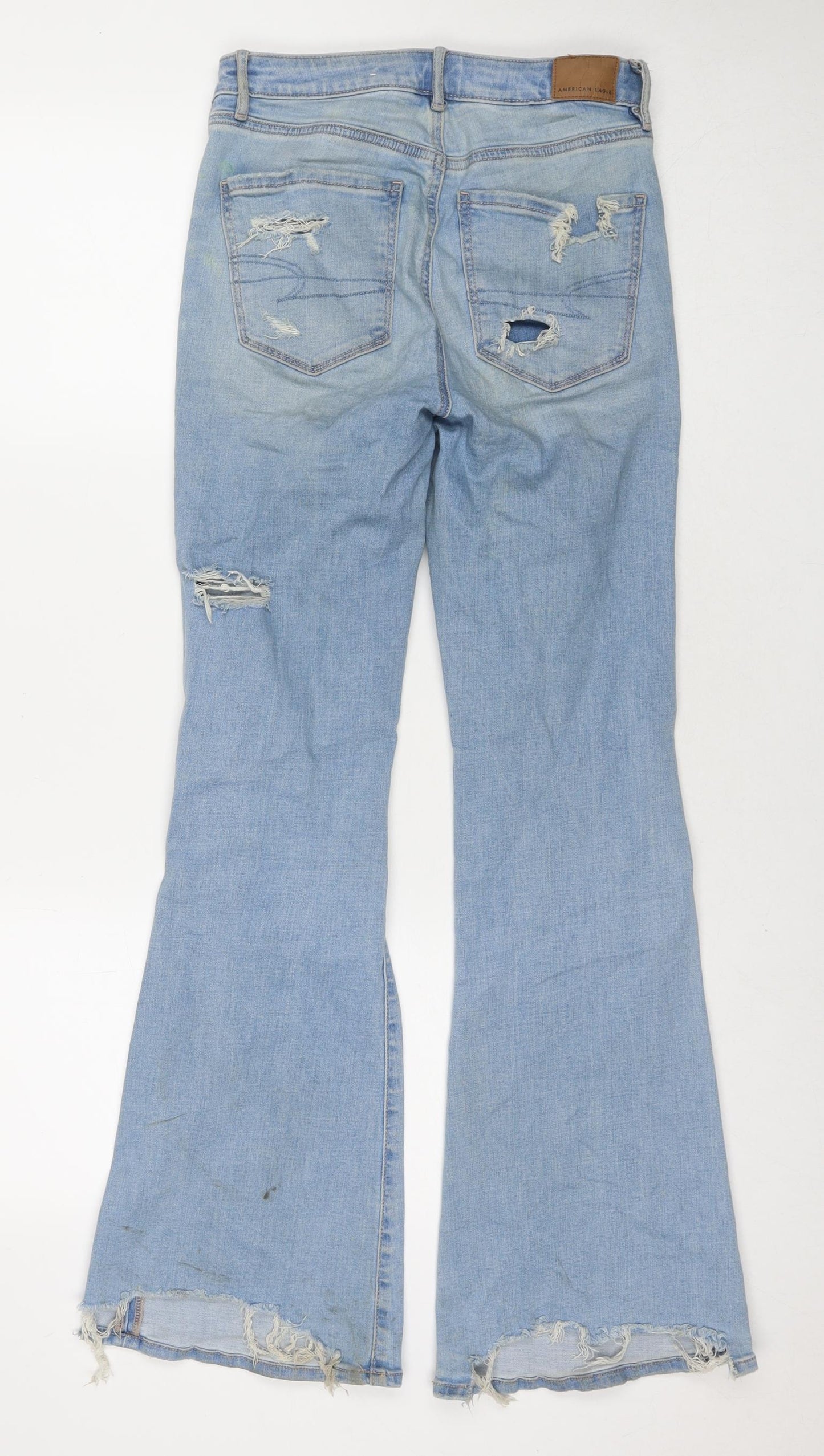 American Eagle Outfitters Womens Blue Cotton Flared Jeans Size S L30 in Regular Zip - Label Size 2