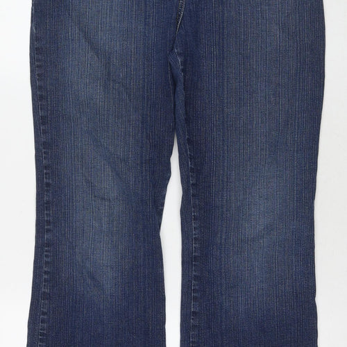 NEXT Womens Blue Cotton Bootcut Jeans Size 14 L26 in Regular Zip