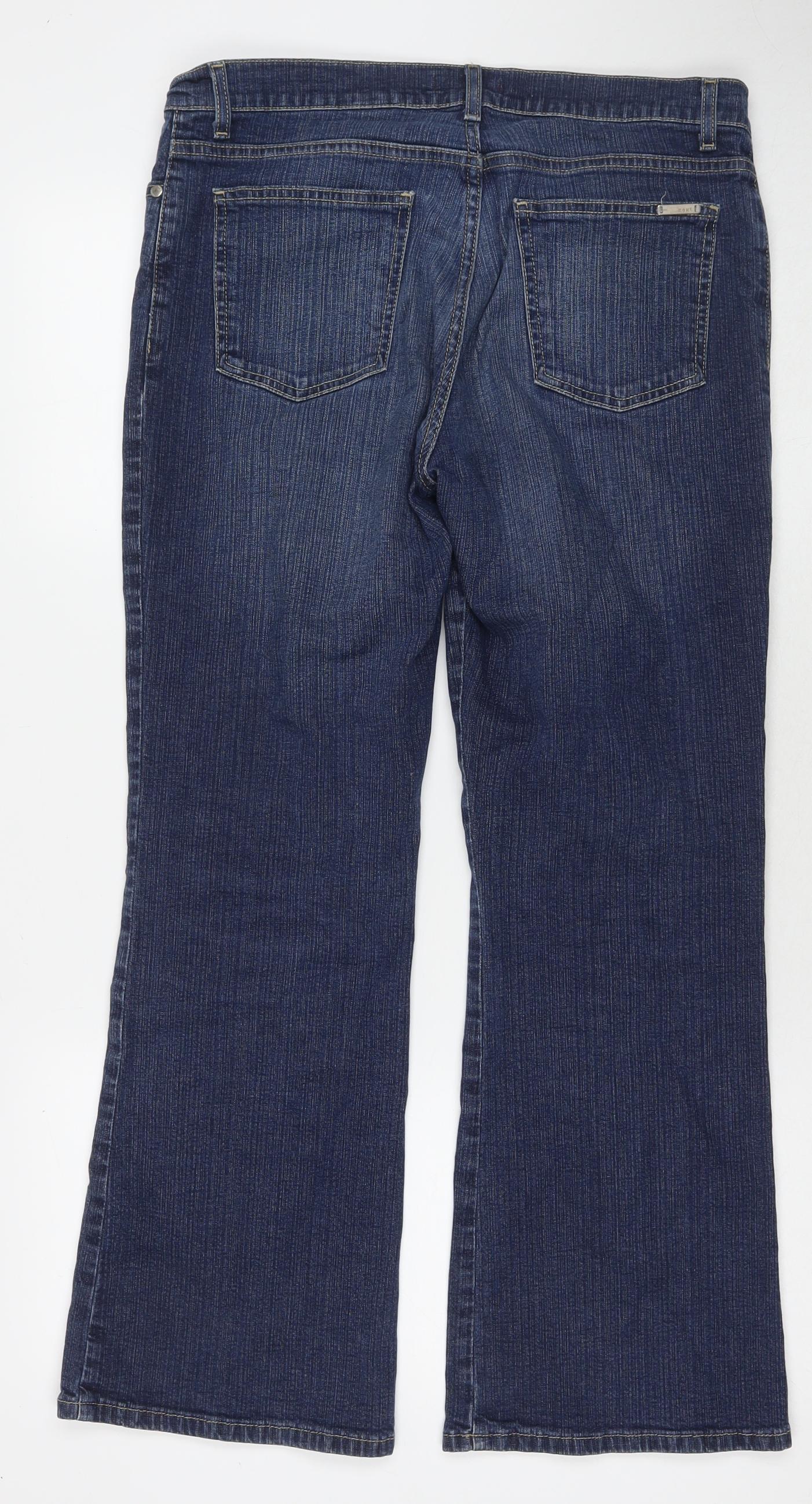 NEXT Womens Blue Cotton Bootcut Jeans Size 14 L26 in Regular Zip