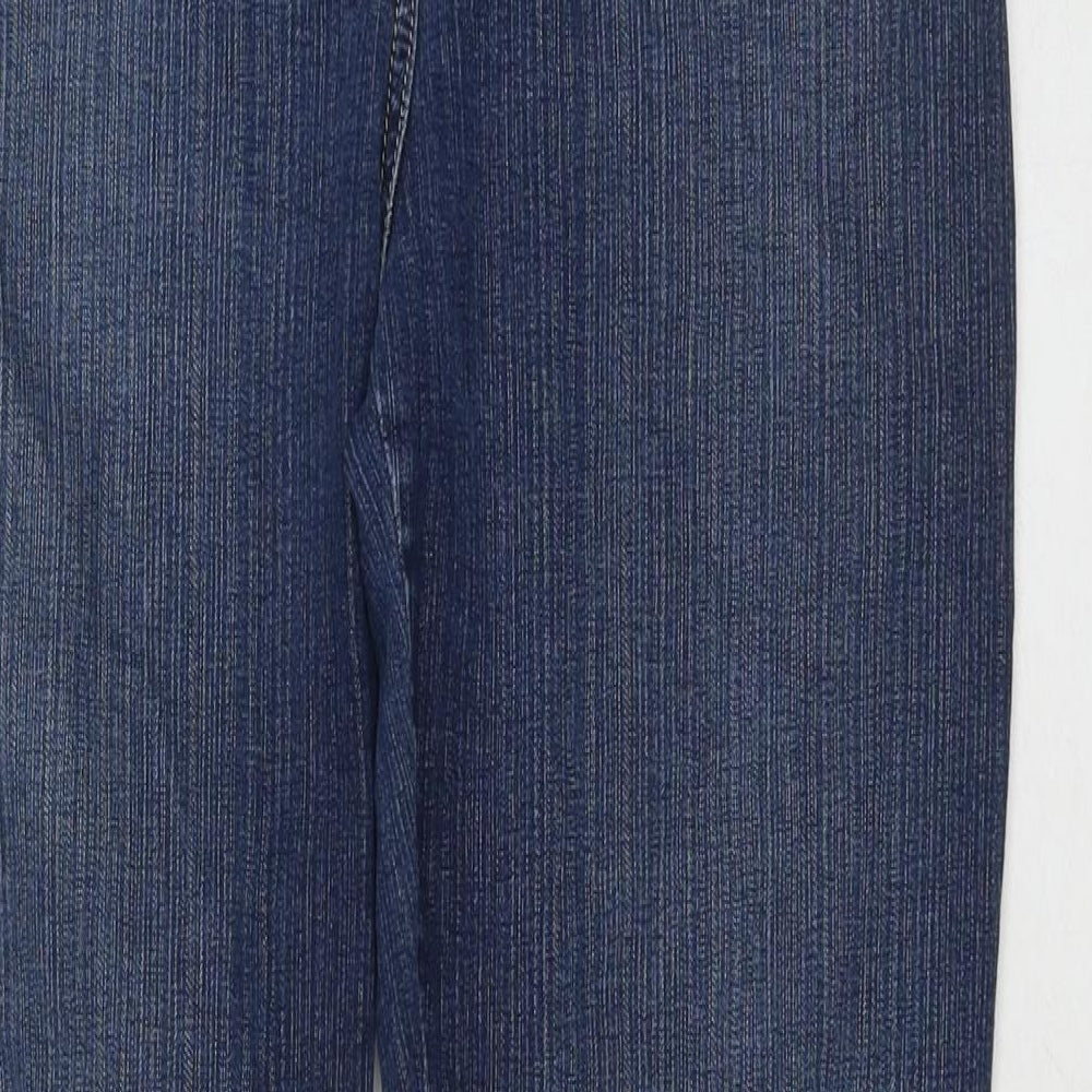 NEXT Womens Blue Cotton Bootcut Jeans Size 14 L26 in Regular Zip