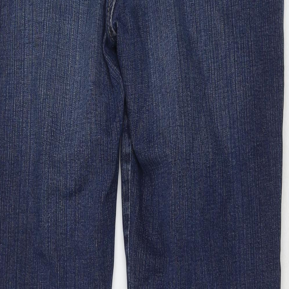 NEXT Womens Blue Cotton Bootcut Jeans Size 14 L26 in Regular Zip