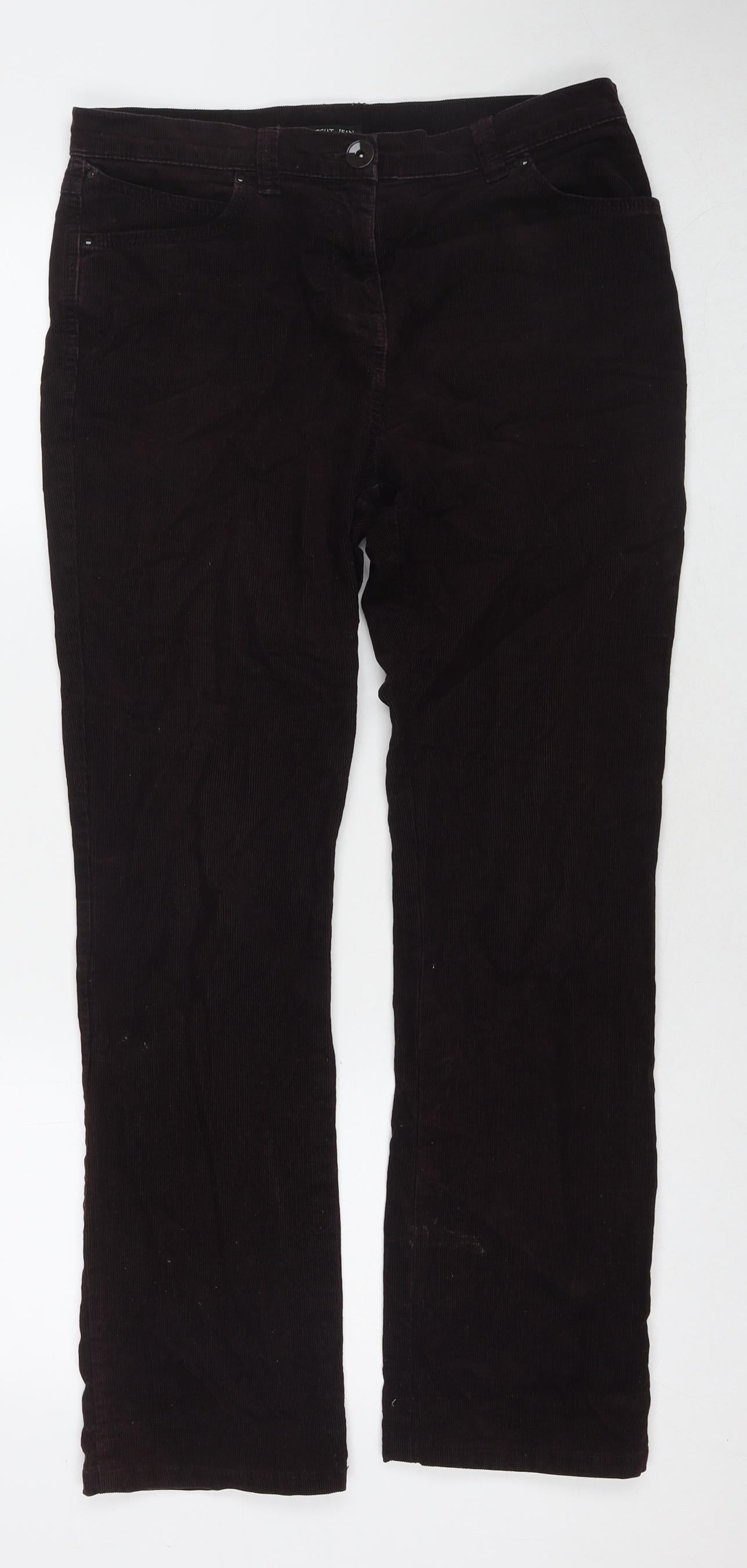 Marks and Spencer Womens Red Cotton Trousers Size 10 L28 in Regular Zip