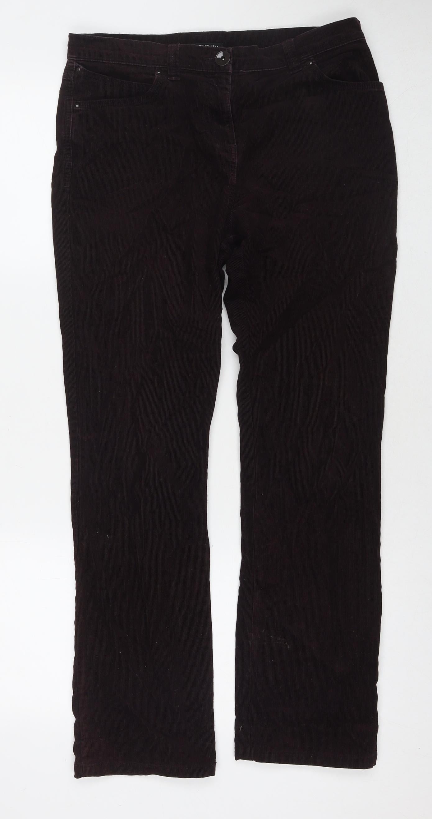 Marks and Spencer Womens Red Cotton Trousers Size 10 L28 in Regular Zip