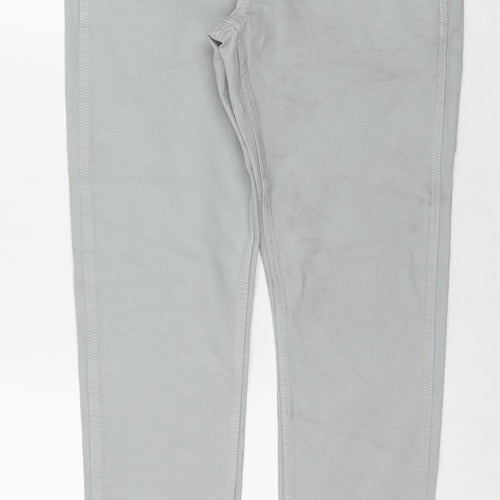 Marks and Spencer Mens Grey Cotton Straight Jeans Size 31 in L30 in Slim Zip