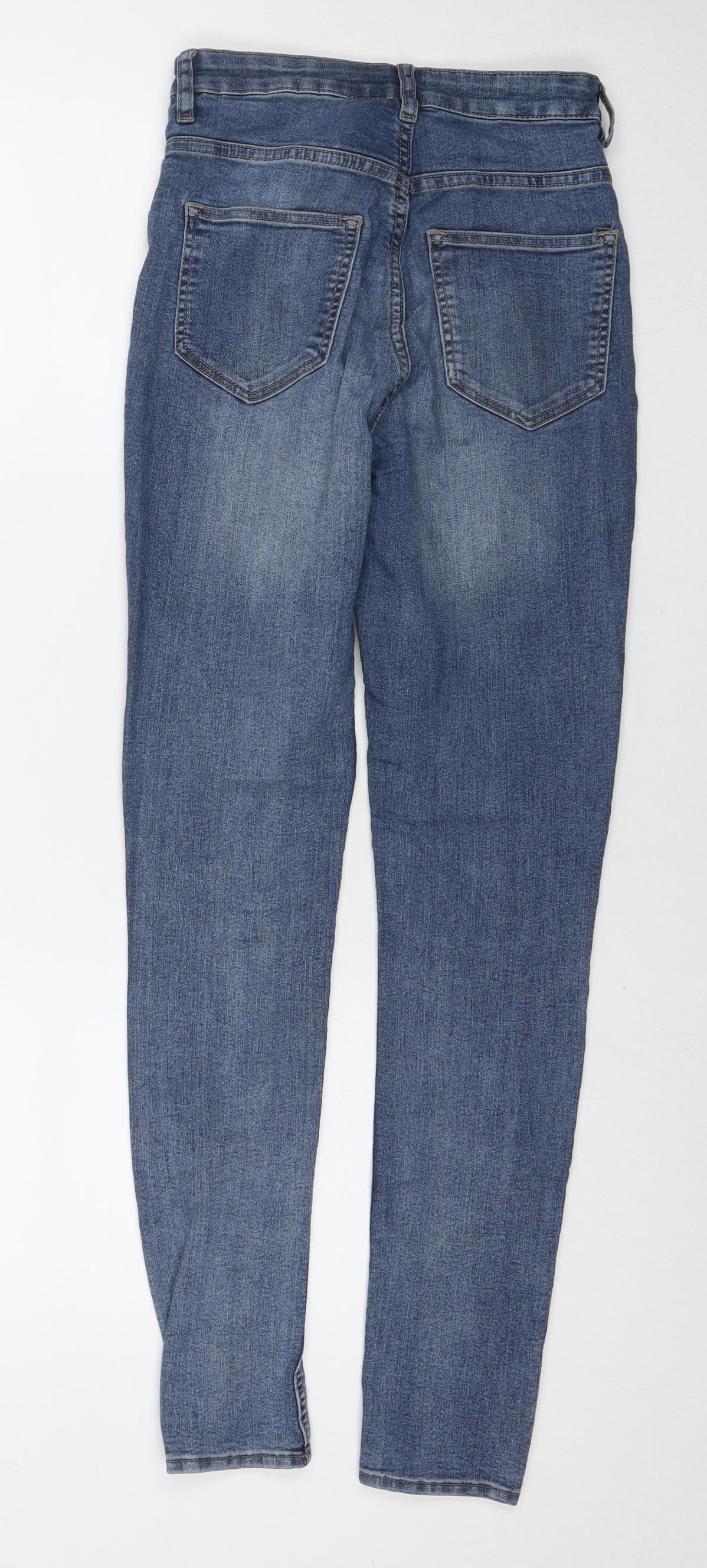 Divided by H&M Womens Blue Cotton Skinny Jeans Size 6 L28 in Regular Zip