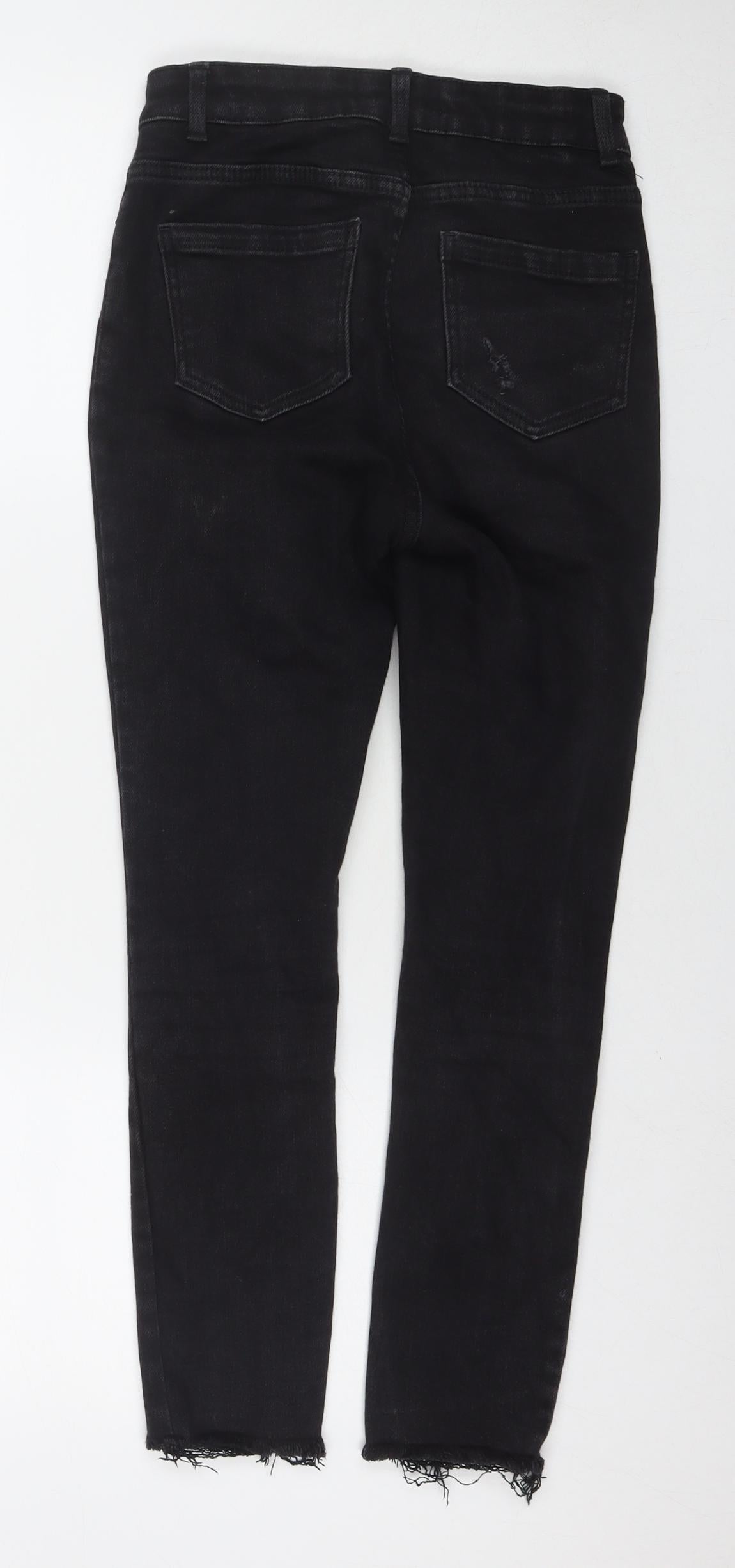 New Look Girls Black Cotton Skinny Jeans Size 13 Years L23 in Regular Zip - Distressed