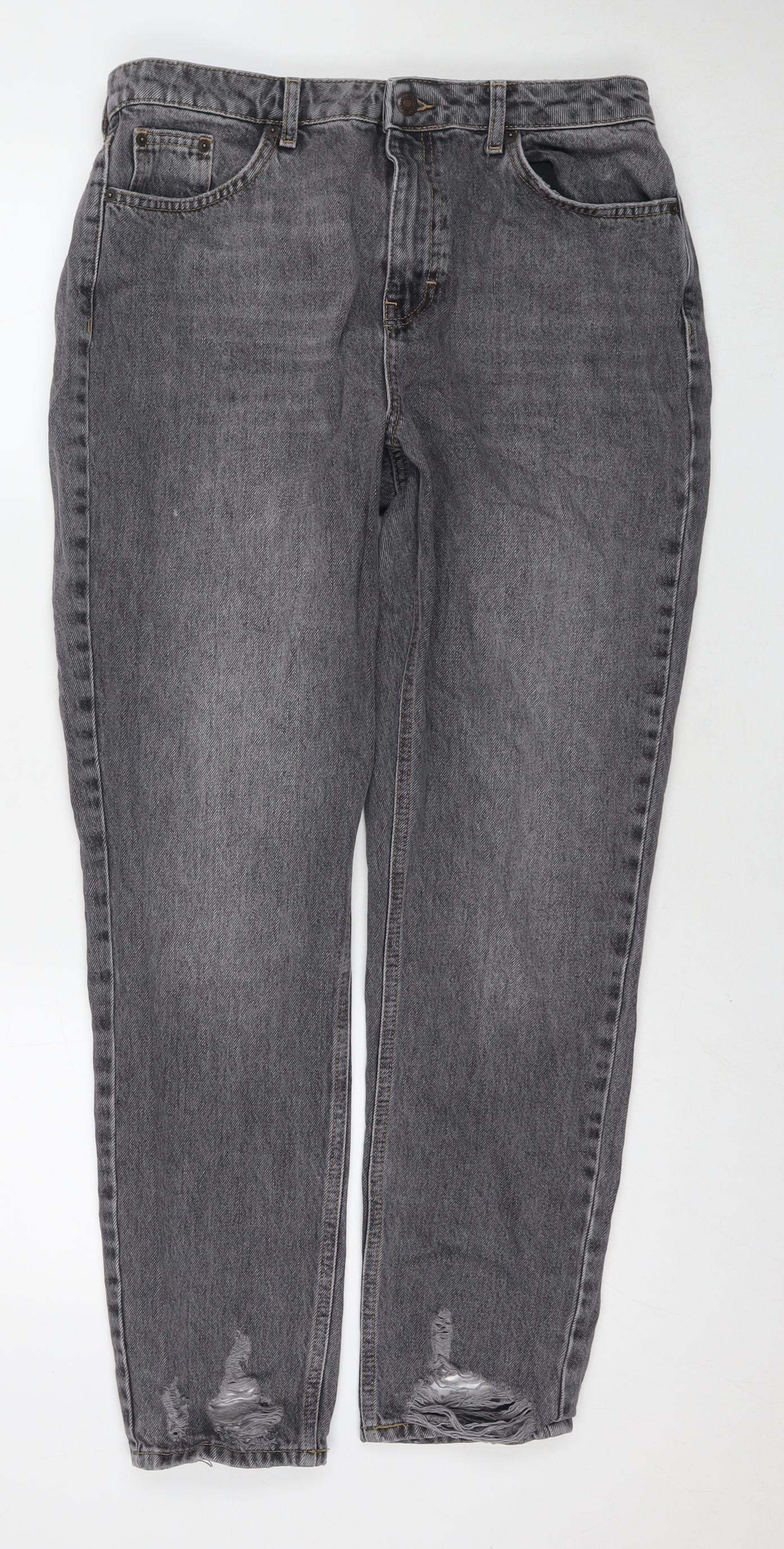 Topshop Womens Grey Cotton Mom Jeans Size 32 in L32 in Regular Zip