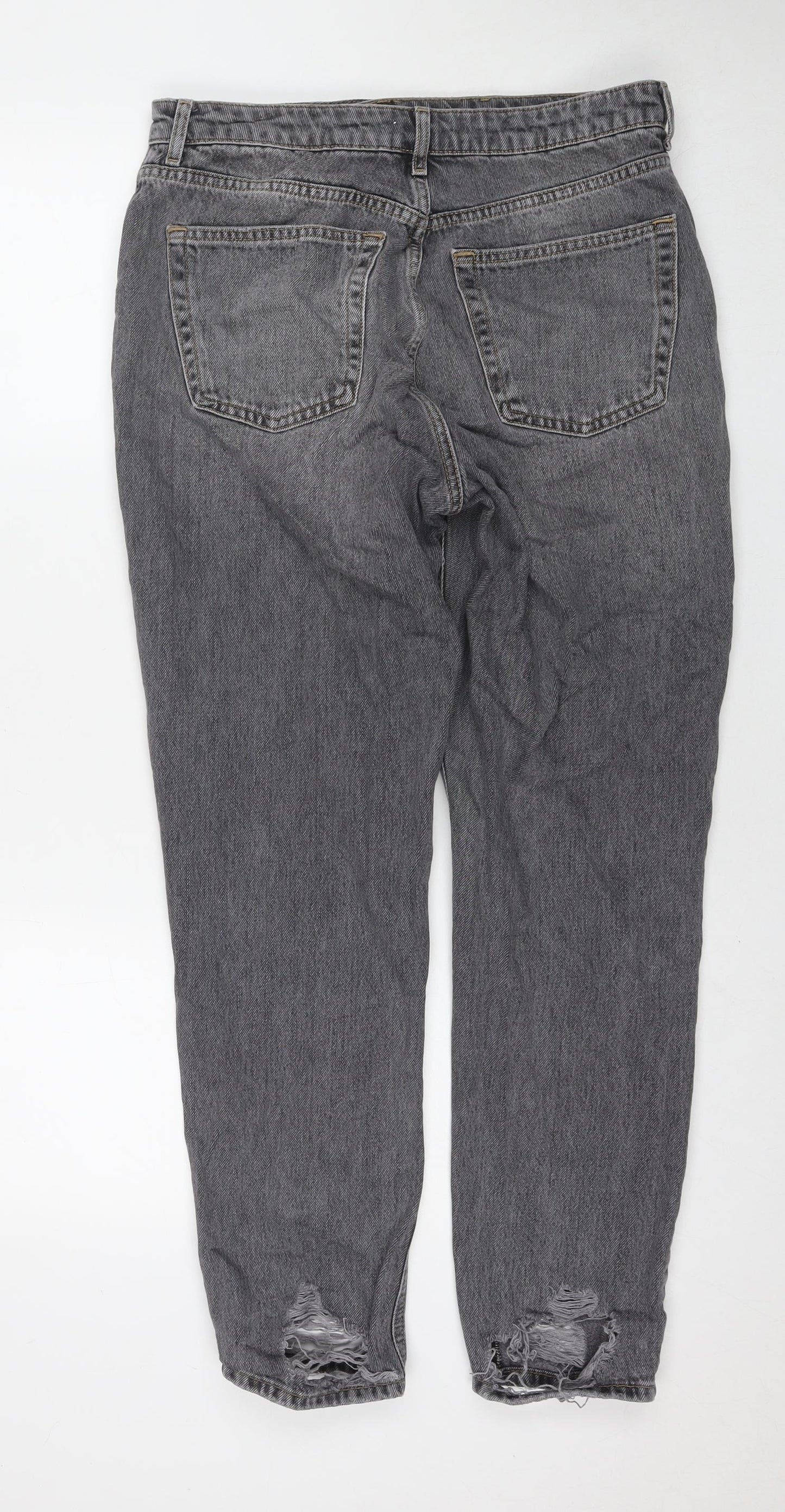 Topshop Womens Grey Cotton Mom Jeans Size 32 in L32 in Regular Zip