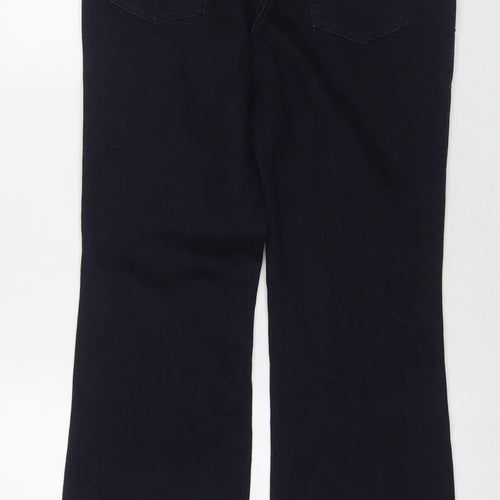 Per Una Womens Blue Cotton Bootcut Jeans Size 14 L27 in Regular Zip