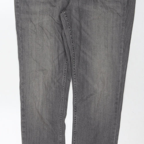 Marks and Spencer Womens Grey Cotton Straight Jeans Size 14 L29 in Regular Zip