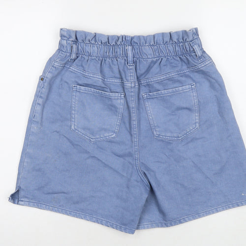 TU Womens Blue Cotton Paperbag Shorts Size 14 L4 in Regular Zip